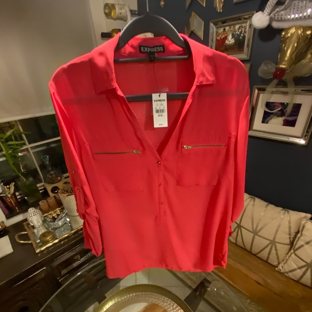 Express - NWT Silk Work Tunic Gold Accents (M)